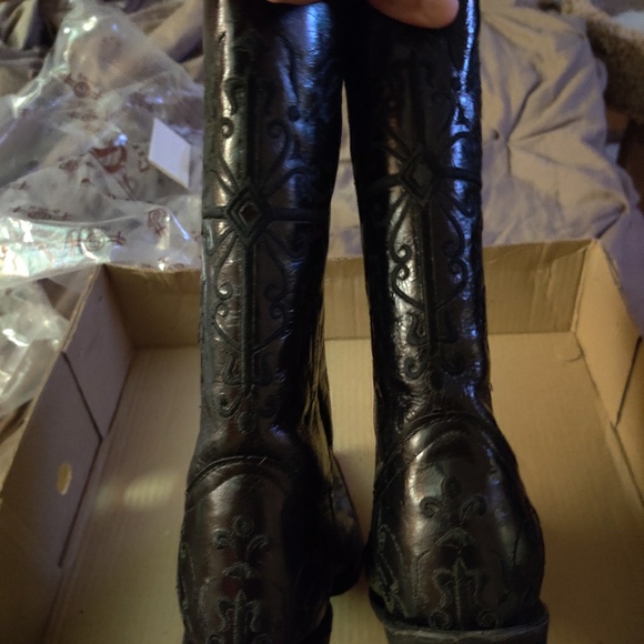 Never. Worn. Black. Shiny. Cowgirl boots. - Picture 3 of 5